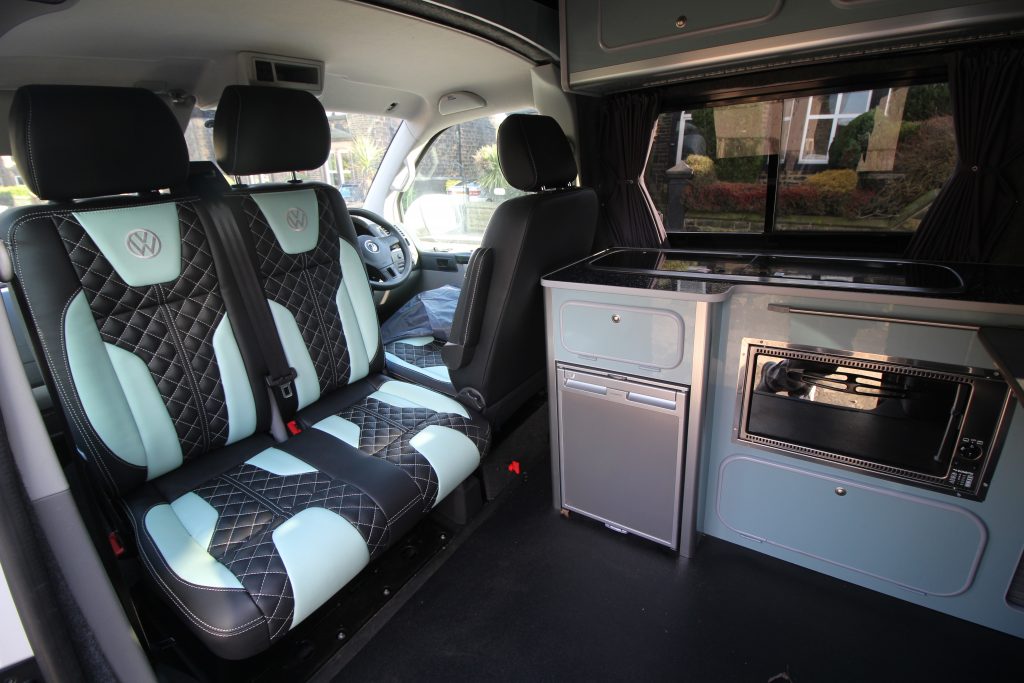 Rear Seats and Kitchen - White VW campervan