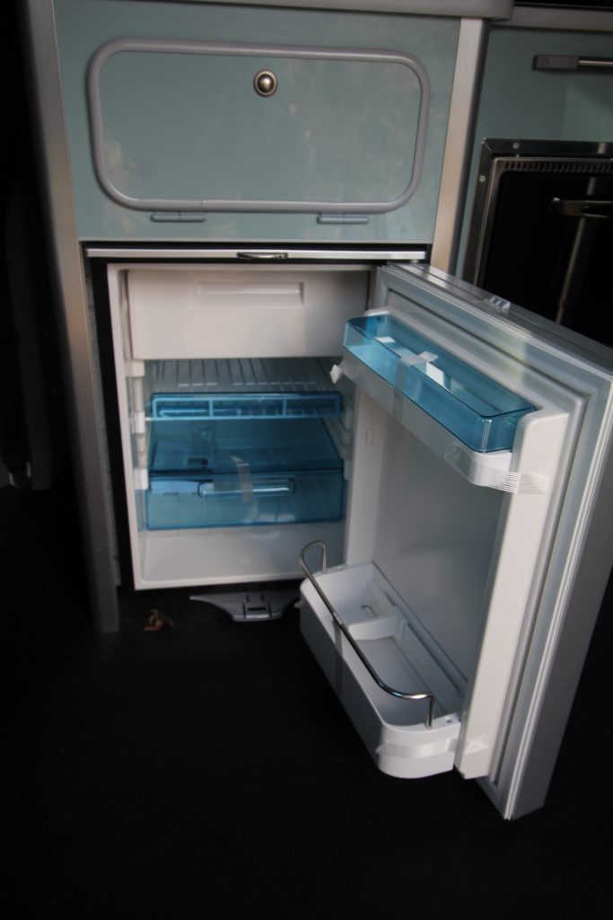 White VW campervan fridge